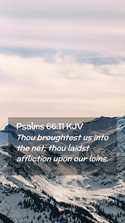 Picture 02 - Psalms 66:11 KJV Mobile Phone Wallpaper - Thou broughtest us into the net; thou laidst - Mobile Bible Verse Wallpaper