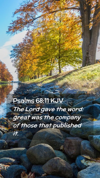 Picture 02 - Psalms 68:11 KJV Mobile Phone Wallpaper - The Lord gave the word: great was the company of - Mobile Bible Verse Wallpaper