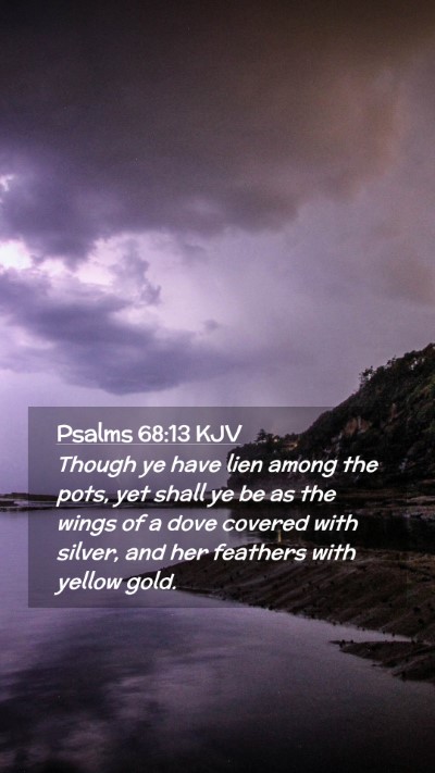 Picture 02 - Psalms 68:13 KJV Mobile Phone Wallpaper - Though ye have lien among the pots, yet shall ye - Mobile Bible Verse Wallpaper