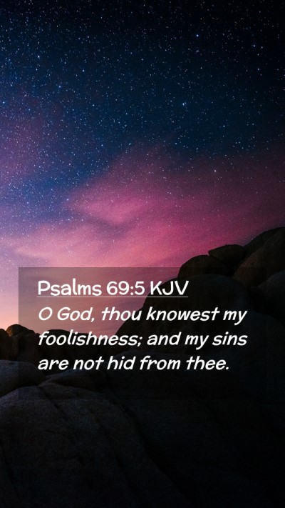 Picture 02 - Psalms 69:5 KJV Mobile Phone Wallpaper - O God, thou knowest my foolishness; and my sins - Mobile Bible Verse Wallpaper