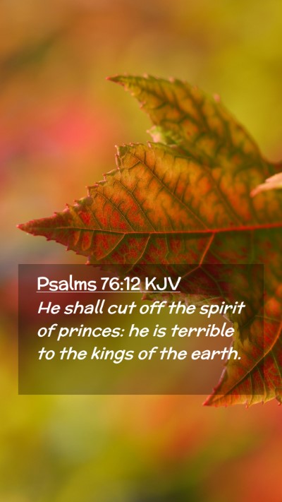 Picture 02 - Psalms 76:12 KJV Mobile Phone Wallpaper - He shall cut off the spirit of princes: he is - Mobile Bible Verse Wallpaper
