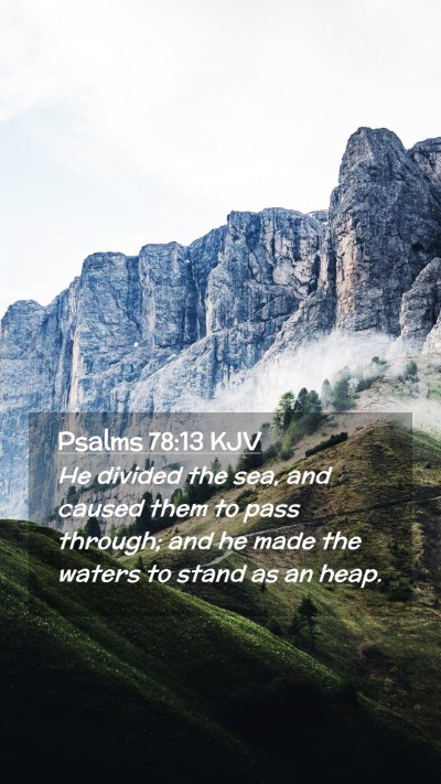 Picture 02 - Psalms 78:13 KJV Mobile Phone Wallpaper - He divided the sea, and caused them to pass - Mobile Bible Verse Wallpaper