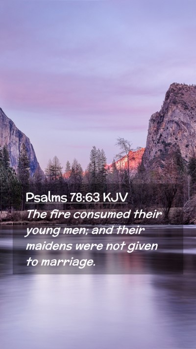 Picture 02 - Psalms 78:63 KJV Mobile Phone Wallpaper - The fire consumed their young men; and their - Mobile Bible Verse Wallpaper