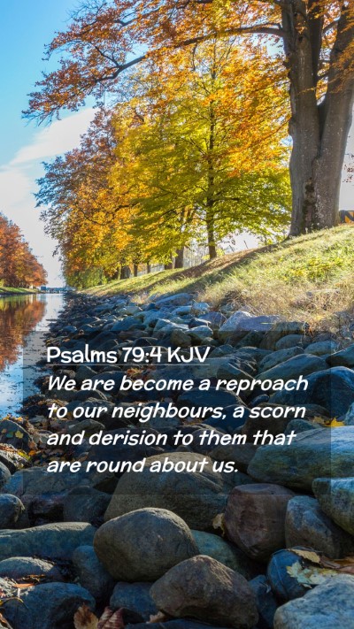 Picture 02 - Psalms 79:4 KJV Mobile Phone Wallpaper - We are become a reproach to our neighbours, a - Mobile Bible Verse Wallpaper