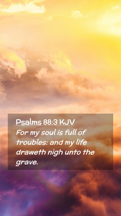 Picture 02 - Psalms 88:3 KJV Mobile Phone Wallpaper - For my soul is full of troubles: and my life - Mobile Bible Verse Wallpaper