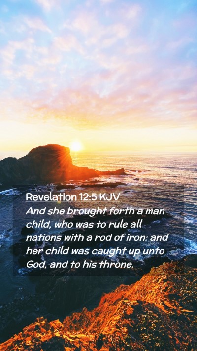 Picture 02 - Revelation 12:5 KJV Mobile Phone Wallpaper - And she brought forth a man child, who was to - Mobile Bible Verse Wallpaper