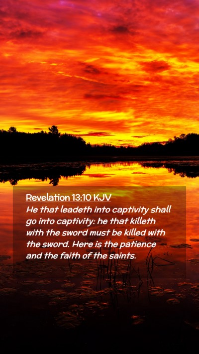Picture 02 - Revelation 13:10 KJV Mobile Phone Wallpaper - He that leadeth into captivity shall go into - Mobile Bible Verse Wallpaper