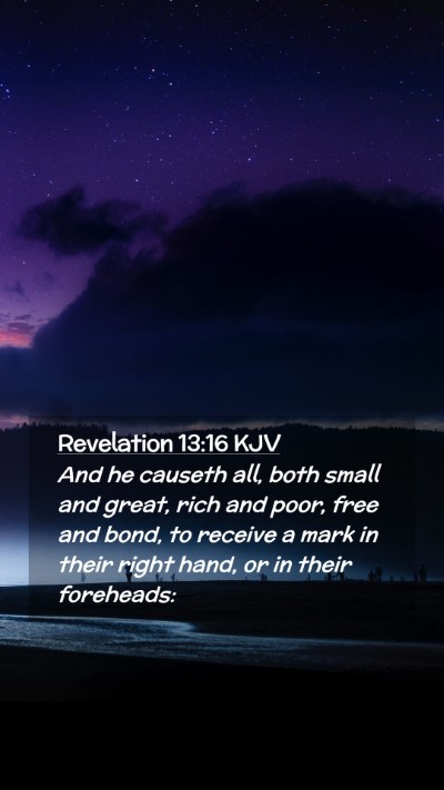 Picture 02 - Revelation 13:16 KJV Mobile Phone Wallpaper - And he causeth all, both small and great, rich - Mobile Bible Verse Wallpaper
