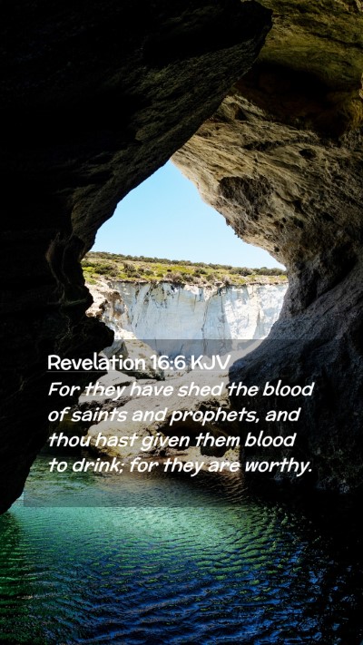 Picture 02 - Revelation 16:6 KJV Mobile Phone Wallpaper - For they have shed the blood of saints and - Mobile Bible Verse Wallpaper