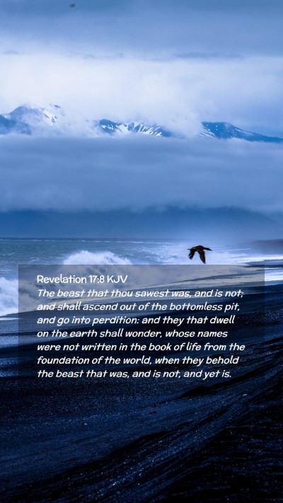 Picture 02 - Revelation 17:8 KJV Mobile Phone Wallpaper - The beast that thou sawest was, and is not; and - Mobile Bible Verse Wallpaper