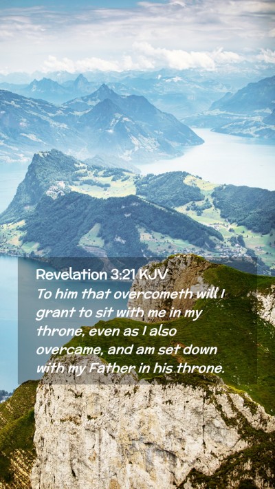Picture 02 - Revelation 3:21 KJV Mobile Phone Wallpaper - To him that overcometh will I grant to sit with - Mobile Bible Verse Wallpaper