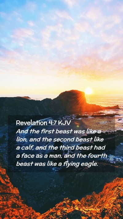 Picture 02 - Revelation 4:7 KJV Mobile Phone Wallpaper - And the first beast was like a lion, and the - Mobile Bible Verse Wallpaper