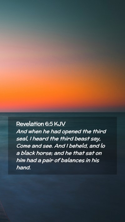 Picture 02 - Revelation 6:5 KJV Mobile Phone Wallpaper - And when he had opened the third seal, I heard - Mobile Bible Verse Wallpaper