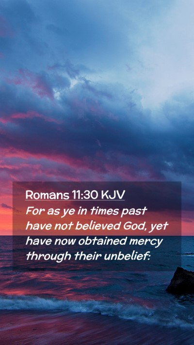 Picture 02 - Romans 11:30 KJV Mobile Phone Wallpaper - For as ye in times past have not believed God, - Mobile Bible Verse Wallpaper