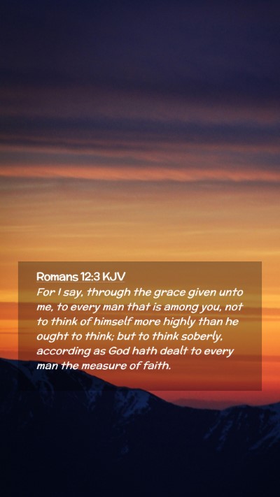 Picture 02 - Romans 12:3 KJV Mobile Phone Wallpaper - For I say, through the grace given unto me, to - Mobile Bible Verse Wallpaper