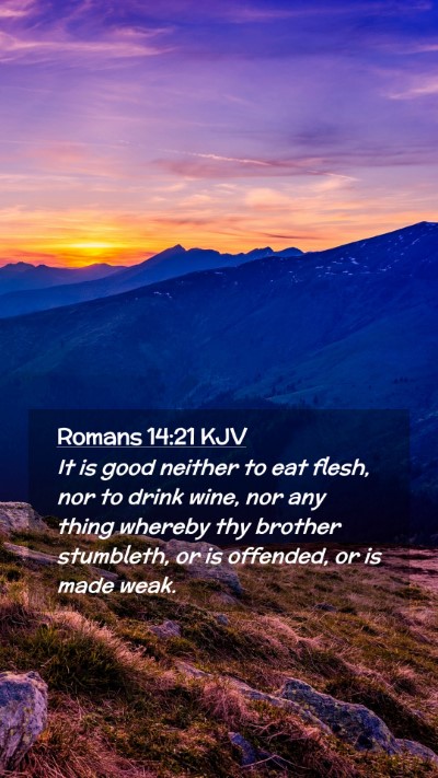 Picture 02 - Romans 14:21 KJV Mobile Phone Wallpaper - It is good neither to eat flesh, nor to drink - Mobile Bible Verse Wallpaper