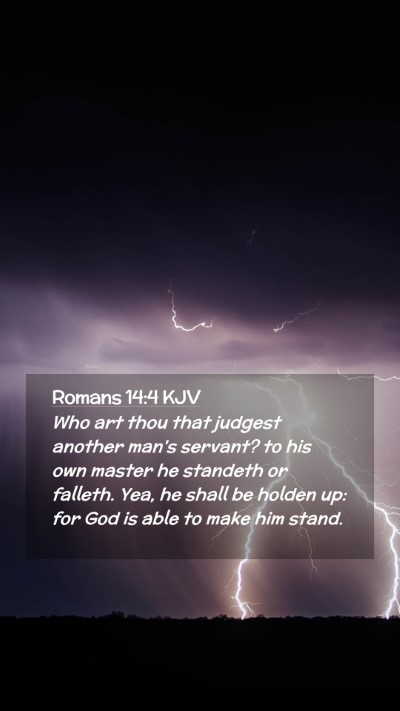 Picture 02 - Romans 14:4 KJV Mobile Phone Wallpaper - Who art thou that judgest another man's servant? - Mobile Bible Verse Wallpaper