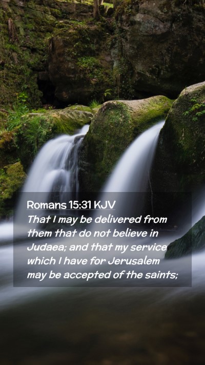 Picture 02 - Romans 15:31 KJV Mobile Phone Wallpaper - That I may be delivered from them that do not - Mobile Bible Verse Wallpaper