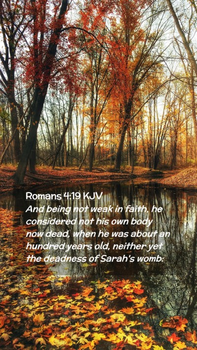 Picture 02 - Romans 4:19 KJV Mobile Phone Wallpaper - And being not weak in faith, he considered not - Mobile Bible Verse Wallpaper