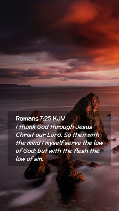 Picture 02 - Romans 7:25 KJV Mobile Phone Wallpaper - I thank God through Jesus Christ our Lord. So - Mobile Bible Verse Wallpaper