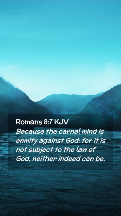 Picture 02 - Romans 8:7 KJV Mobile Phone Wallpaper - Because the carnal mind is enmity against God: - Mobile Bible Verse Wallpaper