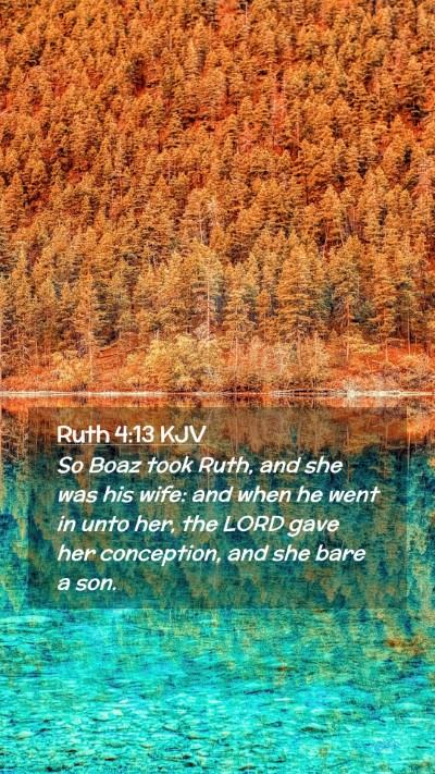 Picture 02 - Ruth 4:13 KJV Mobile Phone Wallpaper - So Boaz took Ruth, and she was his wife: and when - Mobile Bible Verse Wallpaper