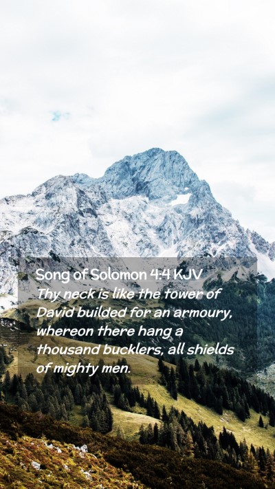 Picture 02 - Song of Solomon 4:4 KJV Mobile Phone Wallpaper - Thy neck is like the tower of David builded for - Mobile Bible Verse Wallpaper