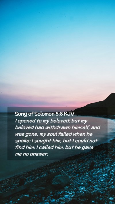 Picture 02 - Song of Solomon 5:6 KJV Mobile Phone Wallpaper - I opened to my beloved; but my beloved had - Mobile Bible Verse Wallpaper