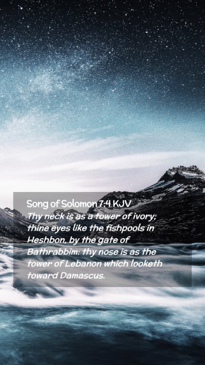 Picture 02 - Song of Solomon 7:4 KJV Mobile Phone Wallpaper - Thy neck is as a tower of ivory; thine eyes like - Mobile Bible Verse Wallpaper