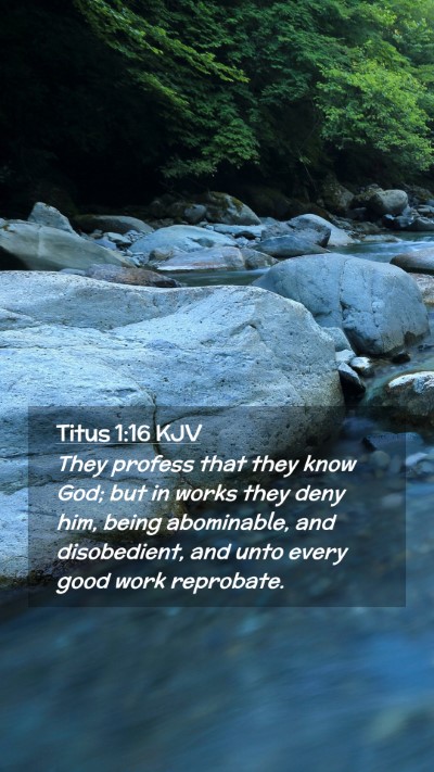 Picture 02 - Titus 1:16 KJV Mobile Phone Wallpaper - They profess that they know God; but in works - Mobile Bible Verse Wallpaper