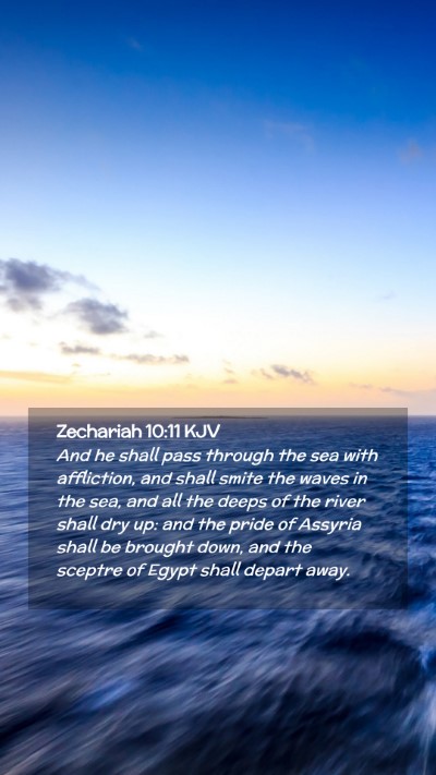 Picture 02 - Zechariah 10:11 KJV Mobile Phone Wallpaper - And he shall pass through the sea with - Mobile Bible Verse Wallpaper