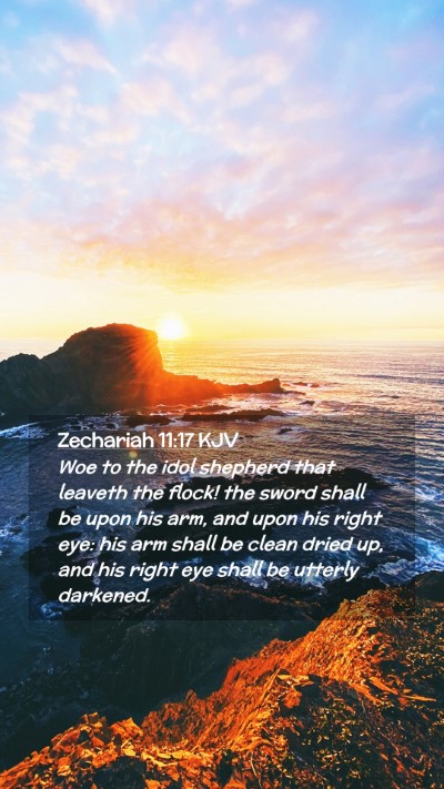 Picture 02 - Zechariah 11:17 KJV Mobile Phone Wallpaper - Woe to the idol shepherd that leaveth the flock! - Mobile Bible Verse Wallpaper