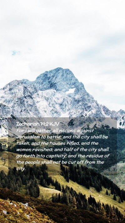 Picture 02 - Zechariah 14:2 KJV Mobile Phone Wallpaper - For I will gather all nations against Jerusalem - Mobile Bible Verse Wallpaper