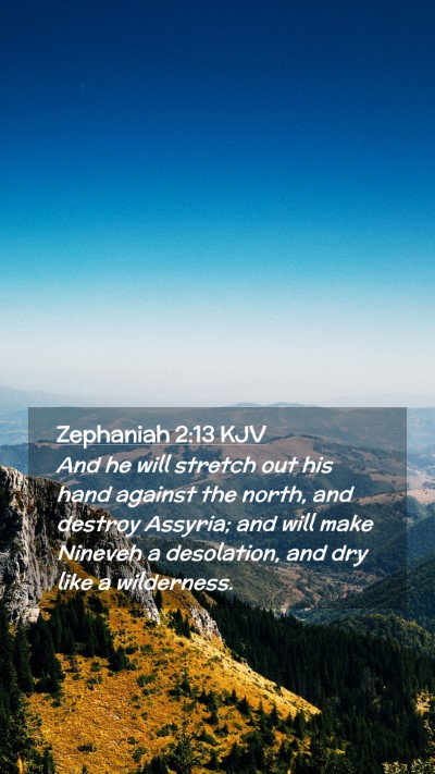 Picture 02 - Zephaniah 2:13 KJV Mobile Phone Wallpaper - And he will stretch out his hand against the - Mobile Bible Verse Wallpaper