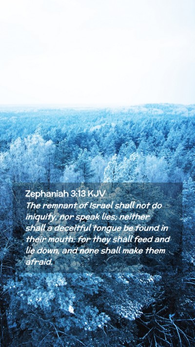 Picture 02 - Zephaniah 3:13 KJV Mobile Phone Wallpaper - The remnant of Israel shall not do iniquity, nor - Mobile Bible Verse Wallpaper