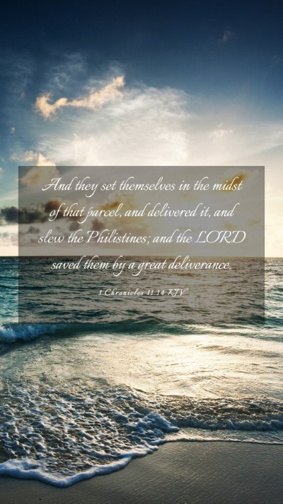 Picture 03 - 1 Chronicles 11:14 KJV Mobile Phone Wallpaper - And they set themselves in the midst of that - Mobile Bible Verse Wallpaper