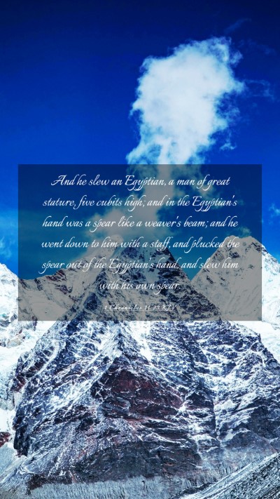 Picture 03 - 1 Chronicles 11:23 KJV Mobile Phone Wallpaper - And he slew an Egyptian, a man of great stature, - Mobile Bible Verse Wallpaper