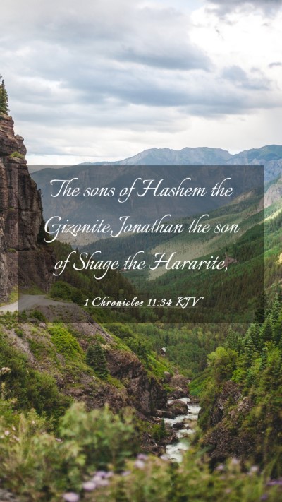 Picture 03 - 1 Chronicles 11:34 KJV Mobile Phone Wallpaper - The sons of Hashem the Gizonite, Jonathan the son - Mobile Bible Verse Wallpaper