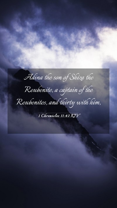 Picture 03 - 1 Chronicles 11:42 KJV Mobile Phone Wallpaper - Adina the son of Shiza the Reubenite, a captain - Mobile Bible Verse Wallpaper