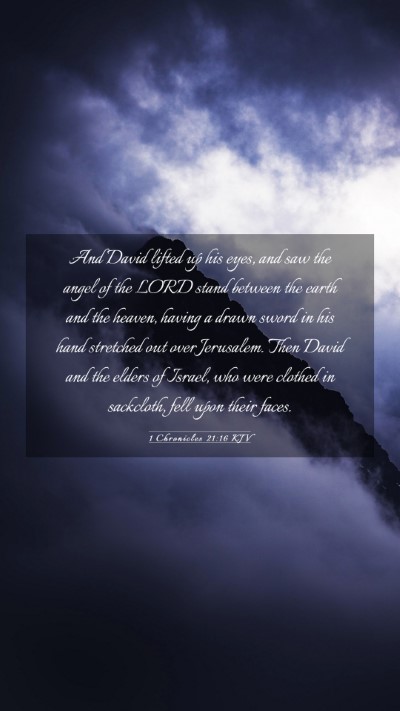 Picture 03 - 1 Chronicles 21:16 KJV Mobile Phone Wallpaper - And David lifted up his eyes, and saw the angel - Mobile Bible Verse Wallpaper