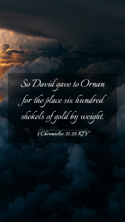 Picture 03 - 1 Chronicles 21:25 KJV Mobile Phone Wallpaper - So David gave to Ornan for the place six hundred - Mobile Bible Verse Wallpaper
