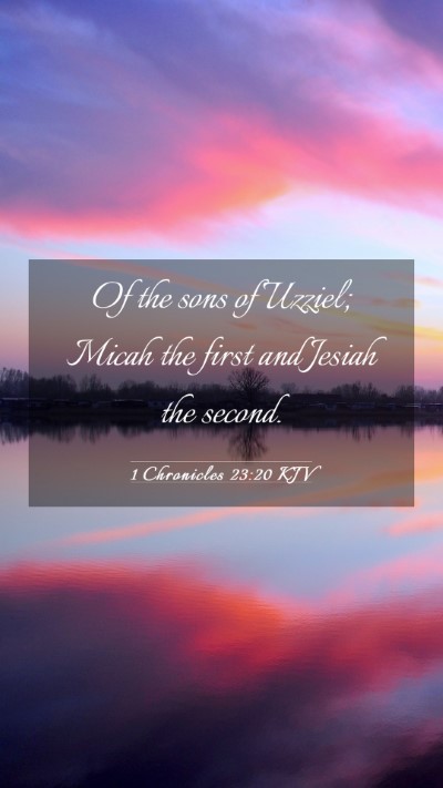 Picture 03 - 1 Chronicles 23:20 KJV Mobile Phone Wallpaper - Of the sons of Uzziel; Micah the first and Jesiah - Mobile Bible Verse Wallpaper