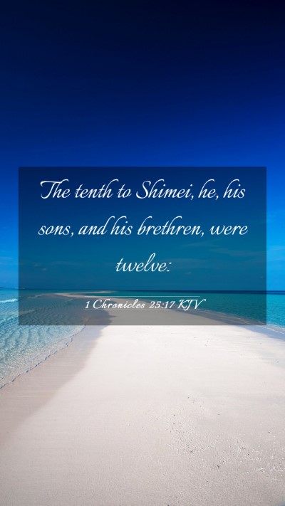 Picture 03 - 1 Chronicles 25:17 KJV Mobile Phone Wallpaper - The tenth to Shimei, he, his sons, and his - Mobile Bible Verse Wallpaper