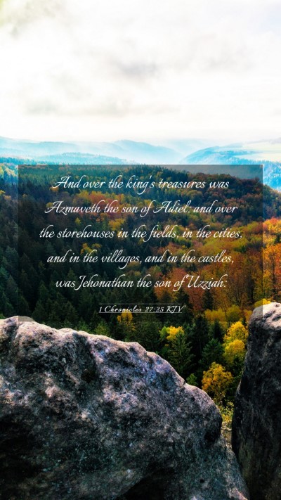 Picture 03 - 1 Chronicles 27:25 KJV Mobile Phone Wallpaper - And over the king's treasures was Azmaveth the - Mobile Bible Verse Wallpaper
