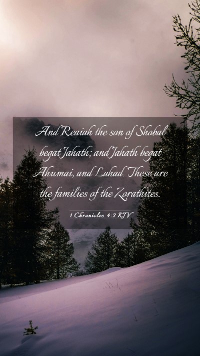 Picture 03 - 1 Chronicles 4:2 KJV Mobile Phone Wallpaper - And Reaiah the son of Shobal begat Jahath; and - Mobile Bible Verse Wallpaper