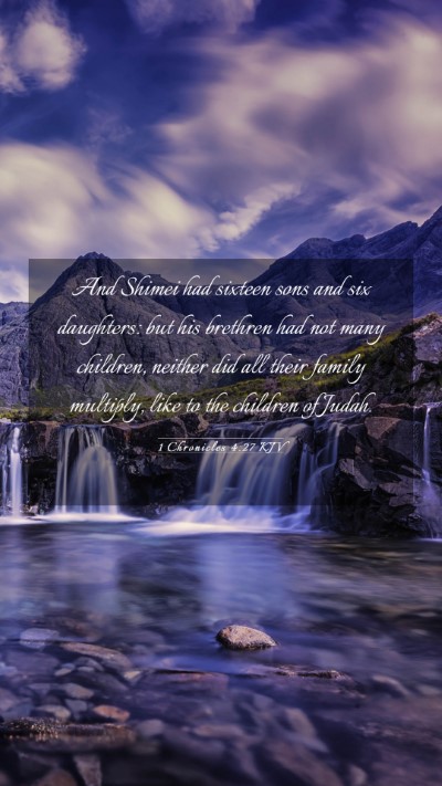 Picture 03 - 1 Chronicles 4:27 KJV Mobile Phone Wallpaper - And Shimei had sixteen sons and six daughters: - Mobile Bible Verse Wallpaper