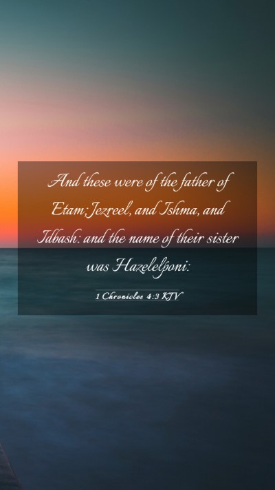 Picture 03 - 1 Chronicles 4:3 KJV Mobile Phone Wallpaper - And these were of the father of Etam; Jezreel, - Mobile Bible Verse Wallpaper