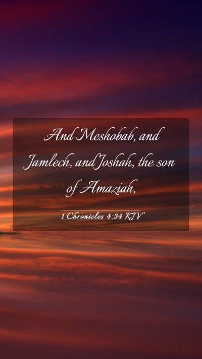 Picture 03 - 1 Chronicles 4:34 KJV Mobile Phone Wallpaper - And Meshobab, and Jamlech, and Joshah, the son of - Mobile Bible Verse Wallpaper