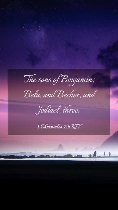 Picture 03 - 1 Chronicles 7:6 KJV Mobile Phone Wallpaper - The sons of Benjamin; Bela, and Becher, and - Mobile Bible Verse Wallpaper