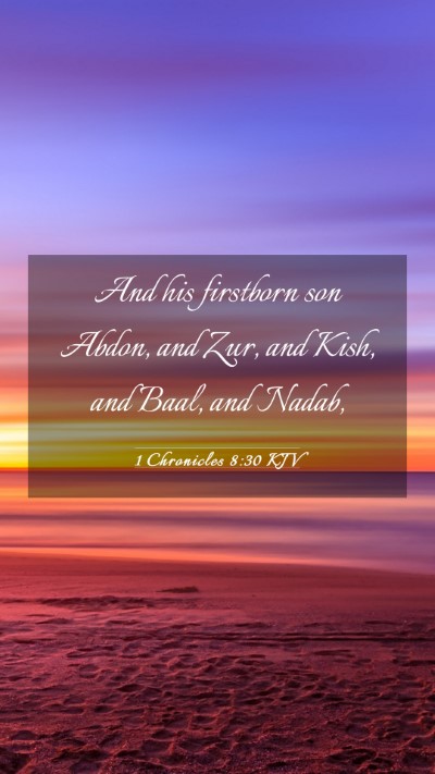 Picture 03 - 1 Chronicles 8:30 KJV Mobile Phone Wallpaper - And his firstborn son Abdon, and Zur, and Kish, - Mobile Bible Verse Wallpaper